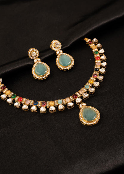 Sabyasachi Inspired Choker Necklace Set/ Indian Jewelry/ Statement Necklace/ Wedding Jewelry/ Multicolor Necklace/ Wedding Jewelry/ Green