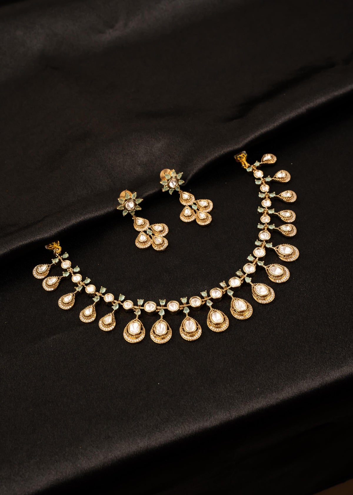 American Diamond Choker Necklace Set/ Reception Wear/ Indian Wedding Jewelry/ Statement Necklace/ Gold Plated Necklace/ Bridal Jewelry/ Pink
