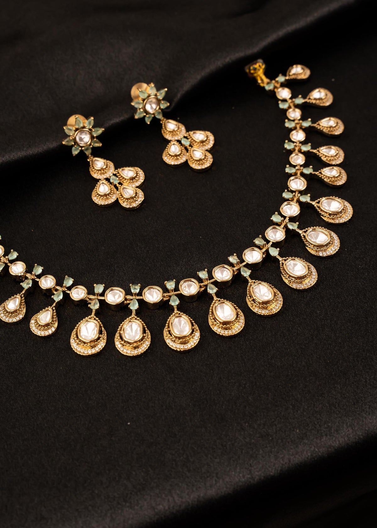 American Diamond Choker Necklace Set/ Reception Wear/ Indian Wedding Jewelry/ Statement Necklace/ Gold Plated Necklace/ Bridal Jewelry/ Pink