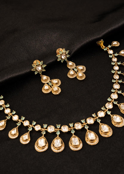 American Diamond Choker Necklace Set/ Reception Wear/ Indian Wedding Jewelry/ Statement Necklace/ Gold Plated Necklace/ Bridal Jewelry/ Pink