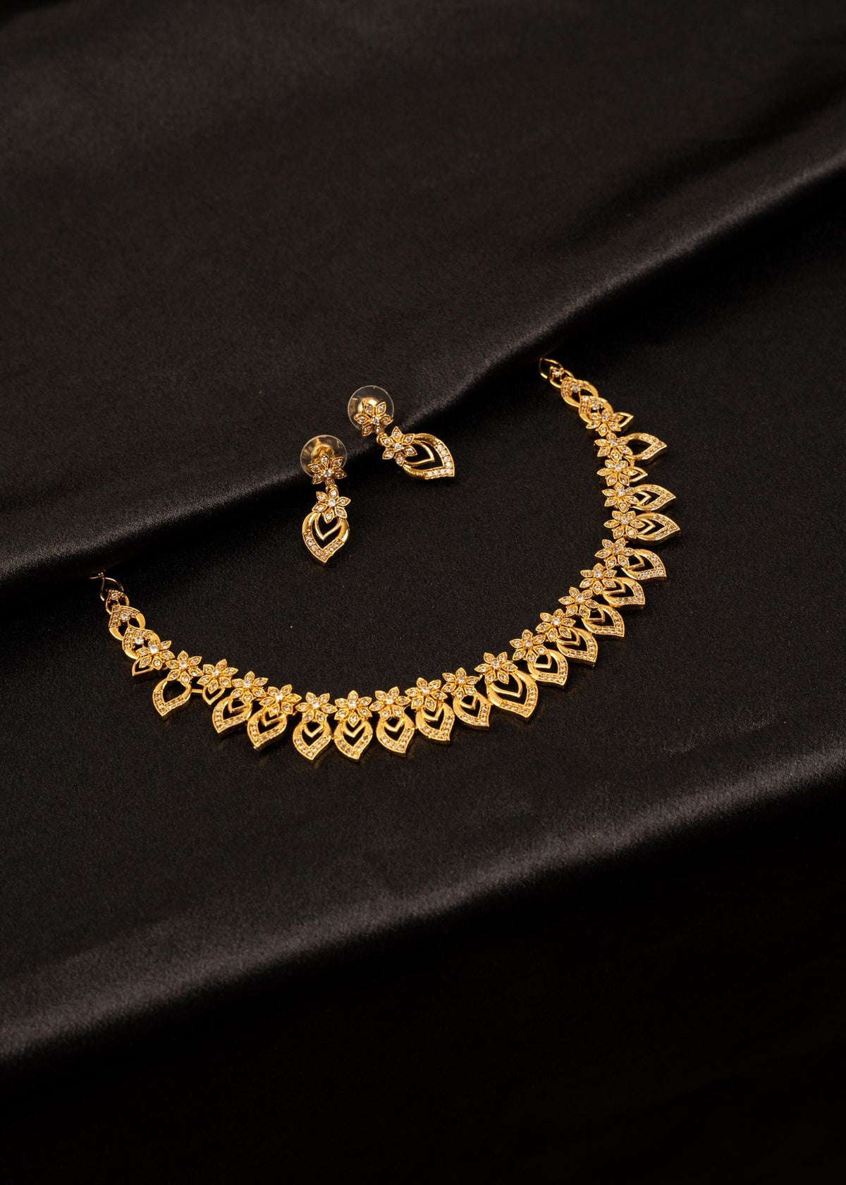 Gold Plated Choker Necklace Set/ Minimalistic Jewelry/ Traditional Jewelry/ Indian Wedding Jewelry/ Bridesmaid Jewelry/ South Indian Jewelry