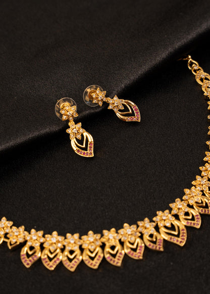 Gold Plated Choker Necklace Set/ Minimalistic Jewelry/ Traditional Jewelry/ Indian Wedding Jewelry/ Bridesmaid Jewelry/ South Indian Jewelry