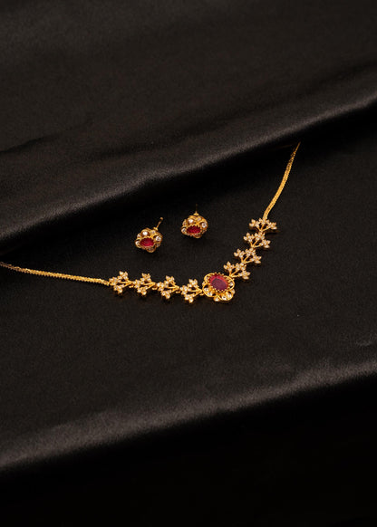 Gold Plated Kundan Choker Necklace Set with Studs/ Minimalistic Jewelry/ Indian Jewelry/ Bridesmaid Jewelry/ Wedding Jewelry/ Ruby/ Green