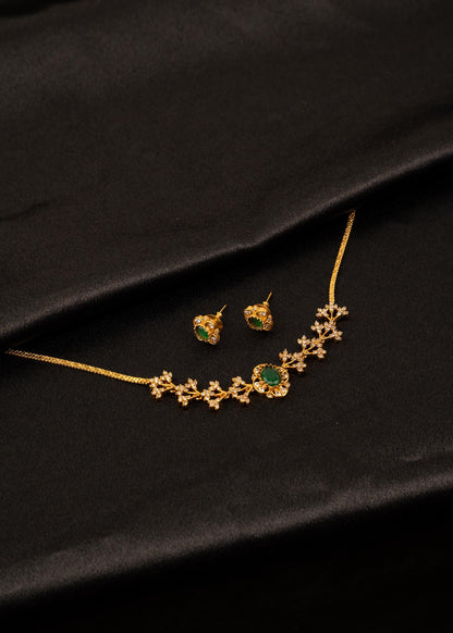 Gold Plated Kundan Choker Necklace Set with Studs/ Minimalistic Jewelry/ Indian Jewelry/ Bridesmaid Jewelry/ Wedding Jewelry/ Ruby/ Green