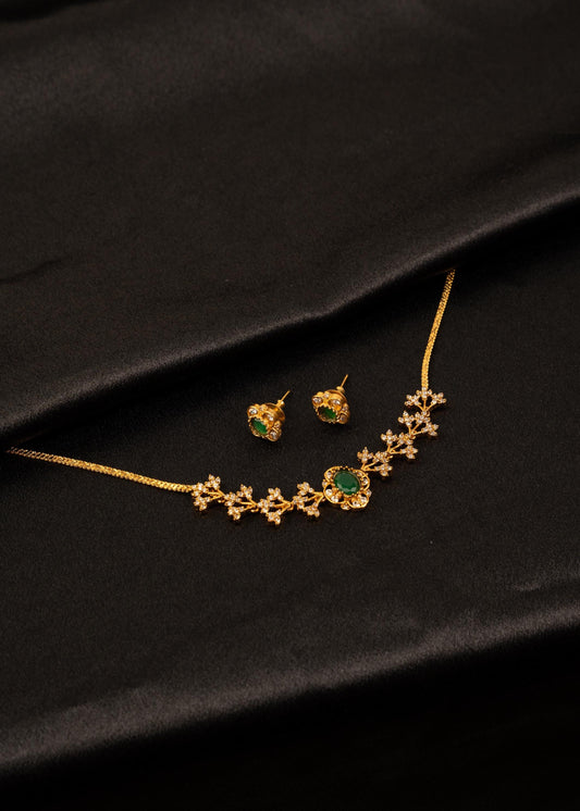 Gold Plated Kundan Choker Necklace Set with Studs/ Minimalistic Jewelry/ Indian Jewelry/ Bridesmaid Jewelry/ Wedding Jewelry/ Ruby/ Green