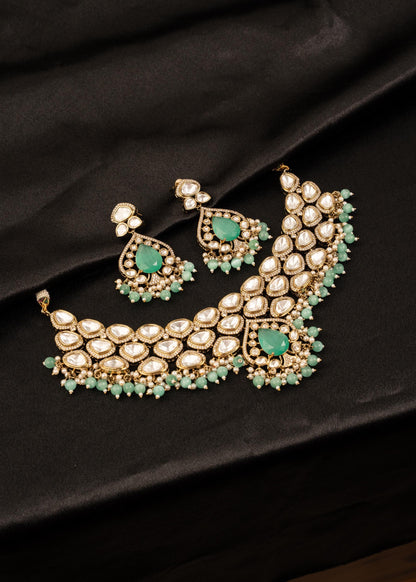 Exclusive Kundan Polki Choker Necklace Set/ Indian Wedding Jewelry/ Gold Plated Jewelry/ Traditional Necklace/ Designer Jewelry/ Statement
