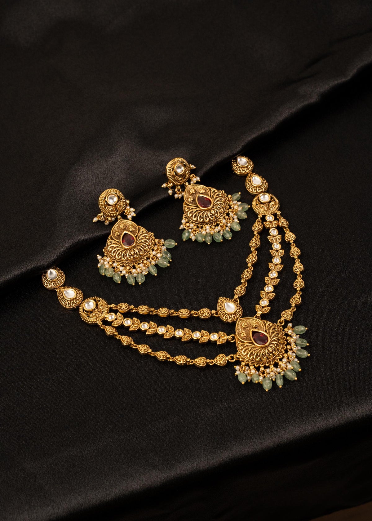 Premium Kundan Layered Necklace Set/ Indian Jewelry/ Wedding Choker Necklace/ Statement Necklace/ Pakistani Jewelry/ Bridal Necklace Set/