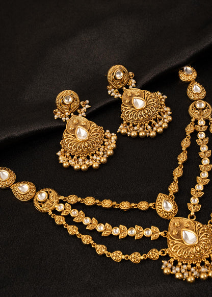 Premium Kundan Layered Necklace Set/ Indian Jewelry/ Wedding Choker Necklace/ Statement Necklace/ Pakistani Jewelry/ Bridal Necklace Set/