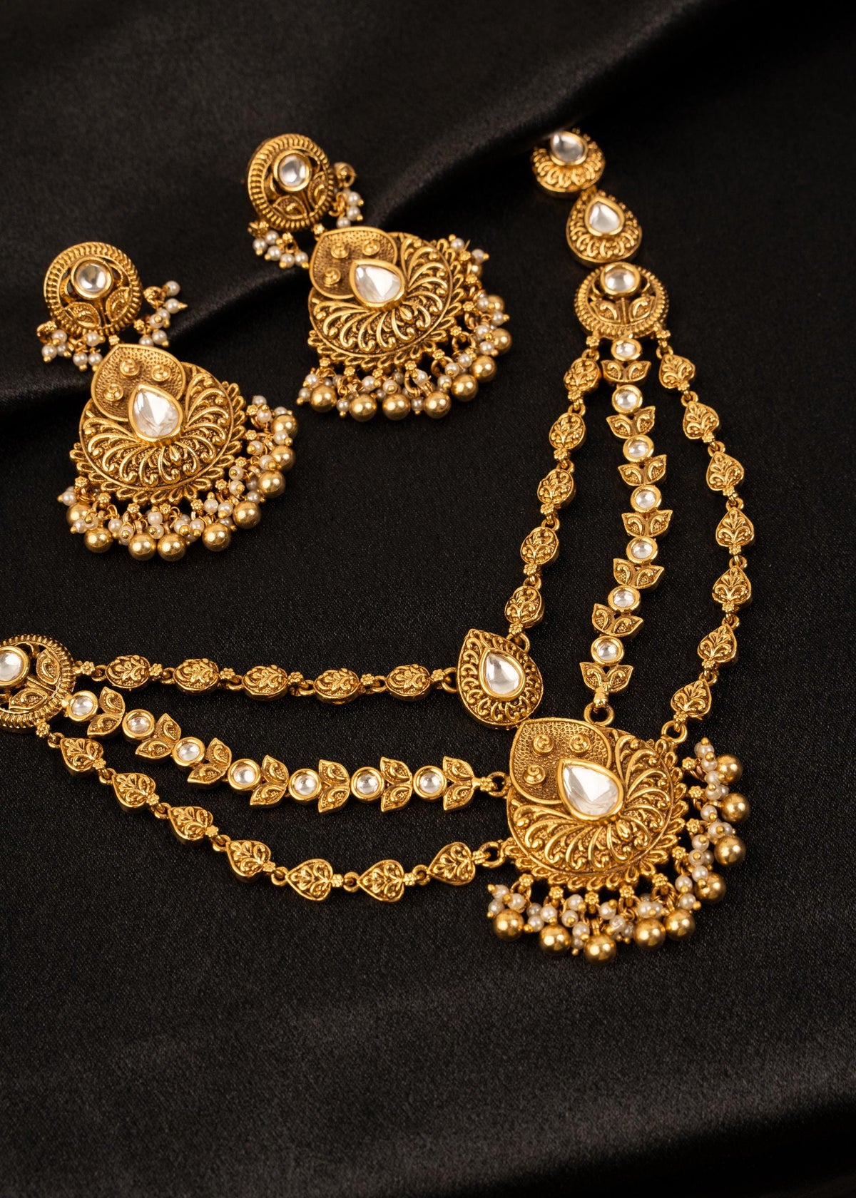 Premium Kundan Layered Necklace Set/ Indian Jewelry/ Wedding Choker Necklace/ Statement Necklace/ Pakistani Jewelry/ Bridal Necklace Set/