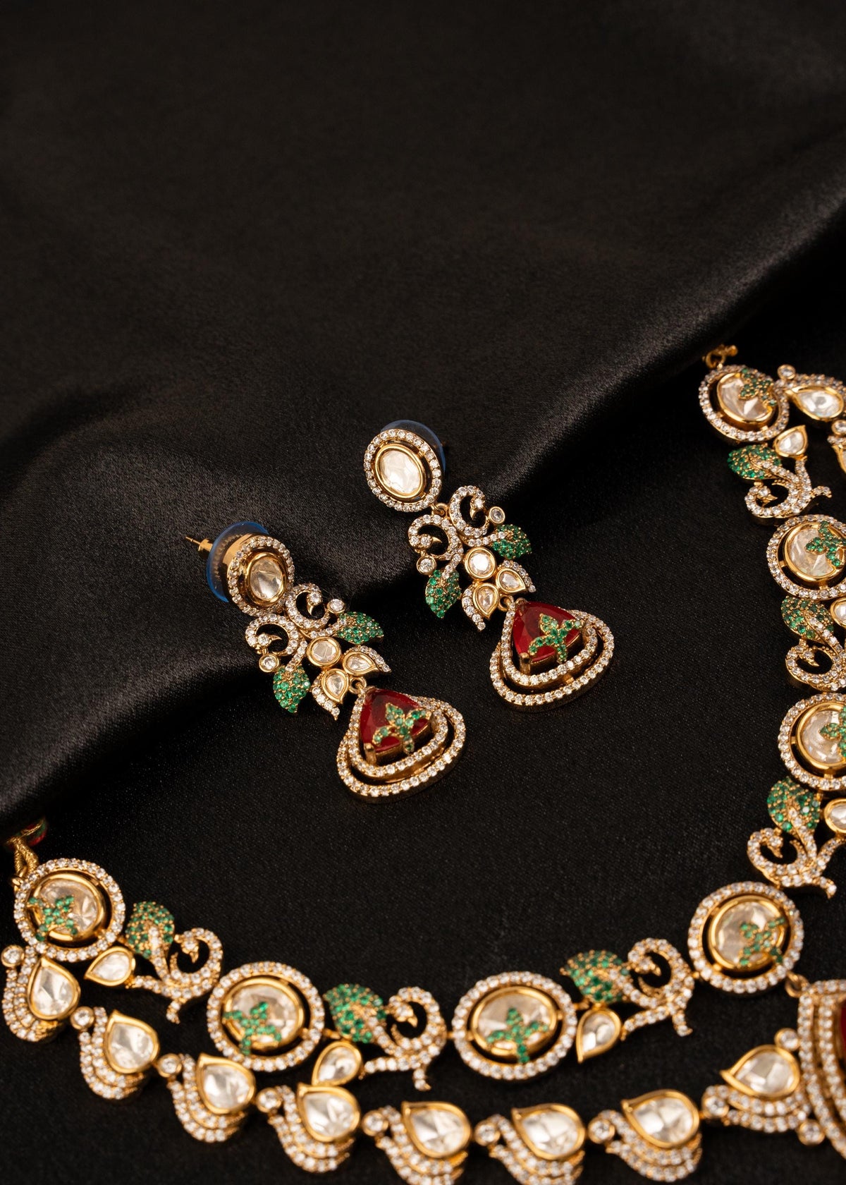 High Quality Red & Green Kundan Choker Necklace Set/ Layered Necklace/ Pearl Choker Necklace/ Indian Wedding Jewelry/ Statement Jewelry
