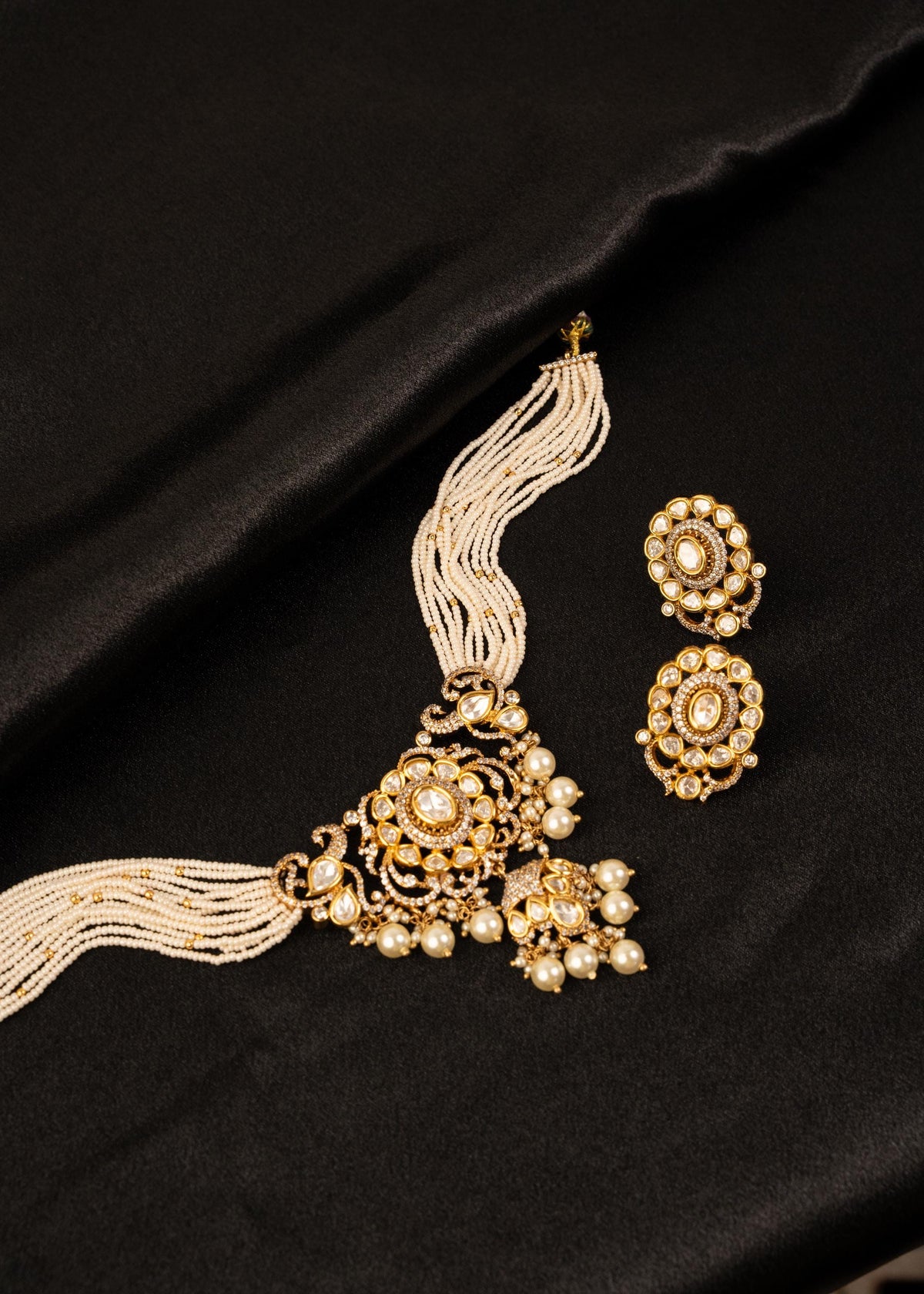 Exclusive Kundan Pearl Choker Necklace Set With Studs/ Indian Jewelry/ Statement Necklace/ Wedding Jewelry/ Gold Plated Necklace