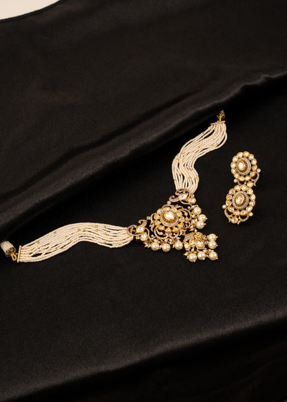 Exclusive Kundan Pearl Choker Necklace Set With Studs/ Indian Jewelry/ Statement Necklace/ Wedding Jewelry/ Gold Plated Necklace