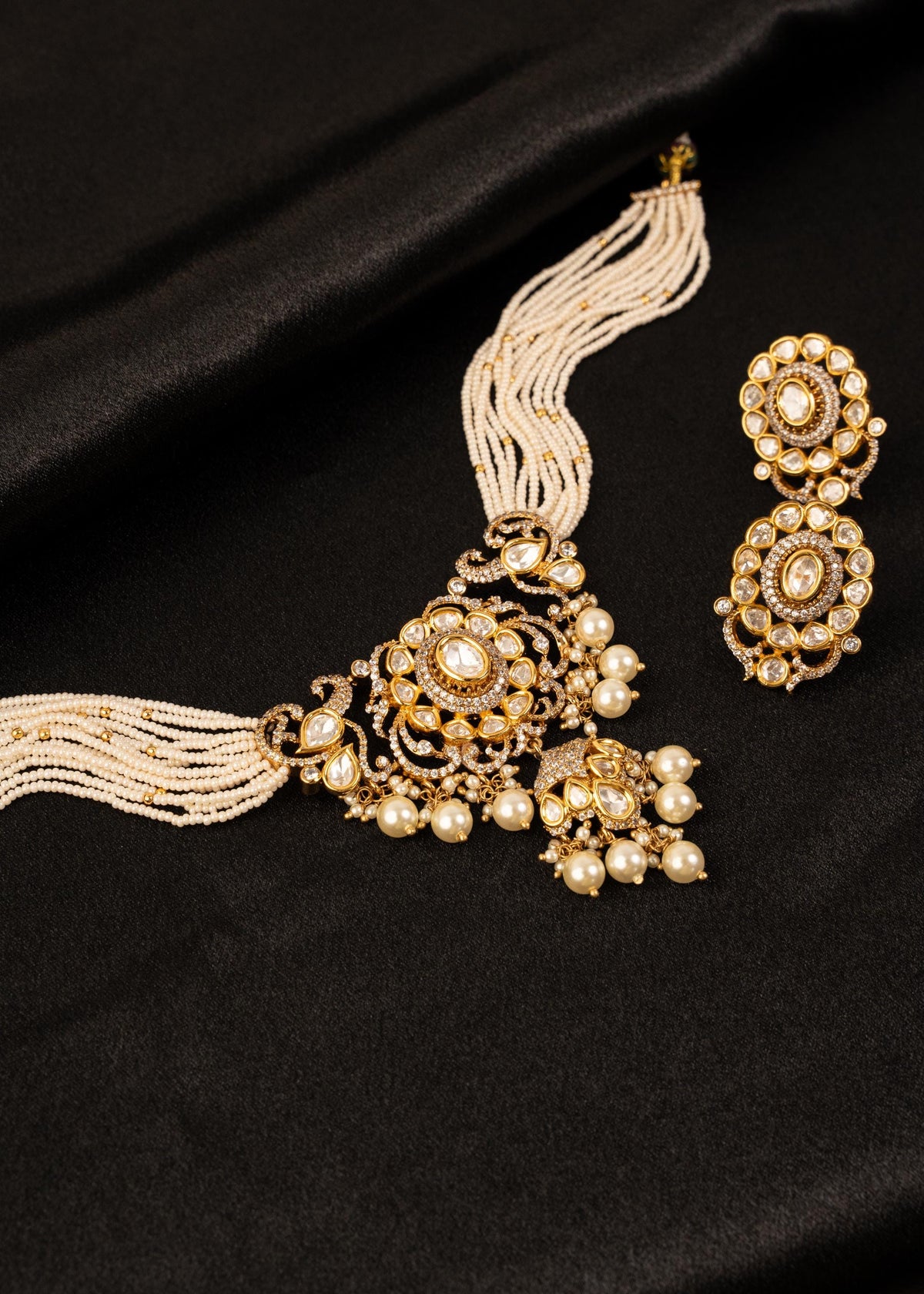 Exclusive Kundan Pearl Choker Necklace Set With Studs/ Indian Jewelry/ Statement Necklace/ Wedding Jewelry/ Gold Plated Necklace
