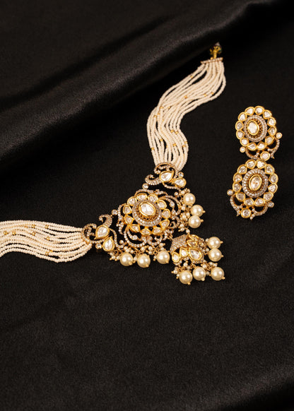 Exclusive Kundan Pearl Choker Necklace Set With Studs/ Indian Jewelry/ Statement Necklace/ Wedding Jewelry/ Gold Plated Necklace
