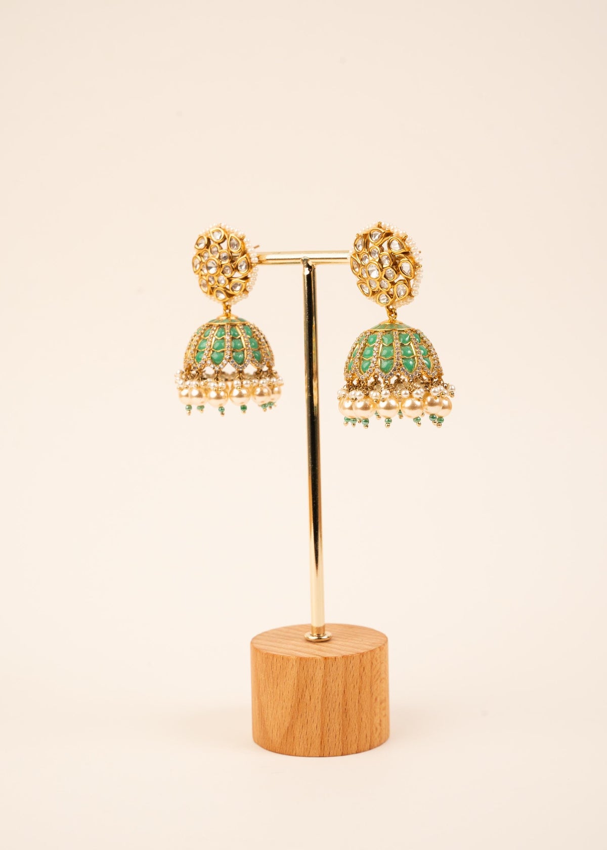 High Quality Kundan Pearl Jhumkas Set/ Gold Plated Jhumki/ Indian Jewelry/ Pakistani Jewelry/ Statement Earrings/ Wedding Jewelry/ Green
