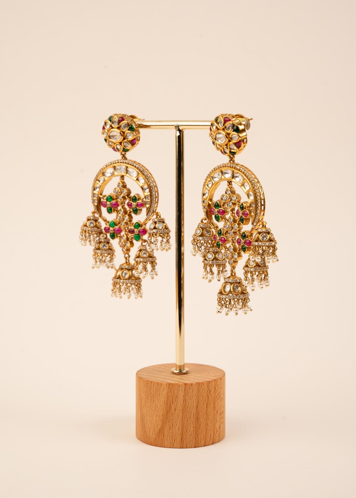 Premium Kundan Chandelier Earrings/ Chandbali Jhumka Earrings/ Statement Earrings/ Bollywood Jewelry/ Gold Plated Jhumka Earrings/ Ruby