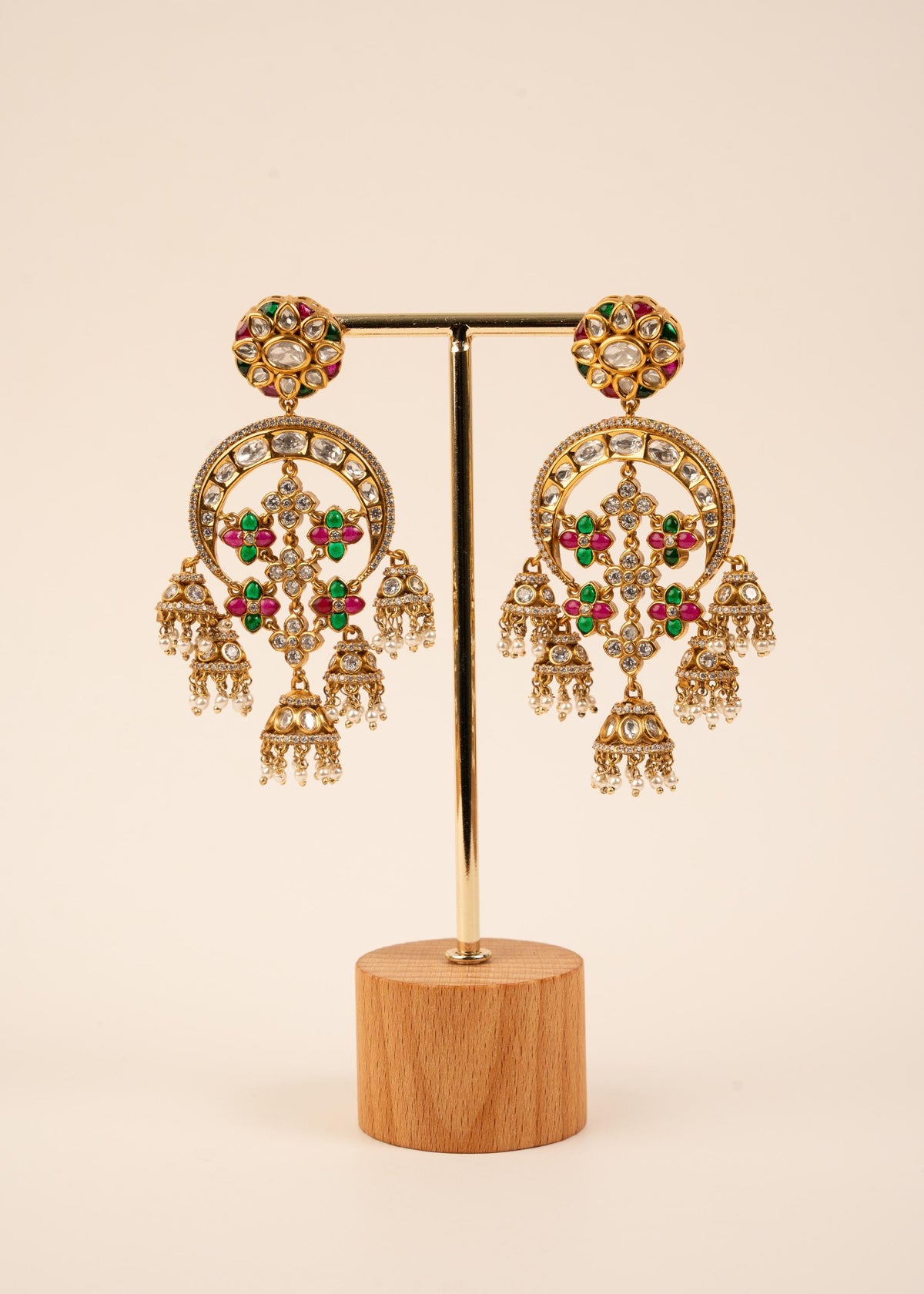 Premium Kundan Chandelier Earrings/ Chandbali Jhumka Earrings/ Statement Earrings/ Bollywood Jewelry/ Gold Plated Jhumka Earrings/ Ruby