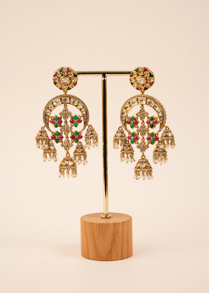 Premium Kundan Chandelier Earrings/ Chandbali Jhumka Earrings/ Statement Earrings/ Bollywood Jewelry/ Gold Plated Jhumka Earrings/ Ruby