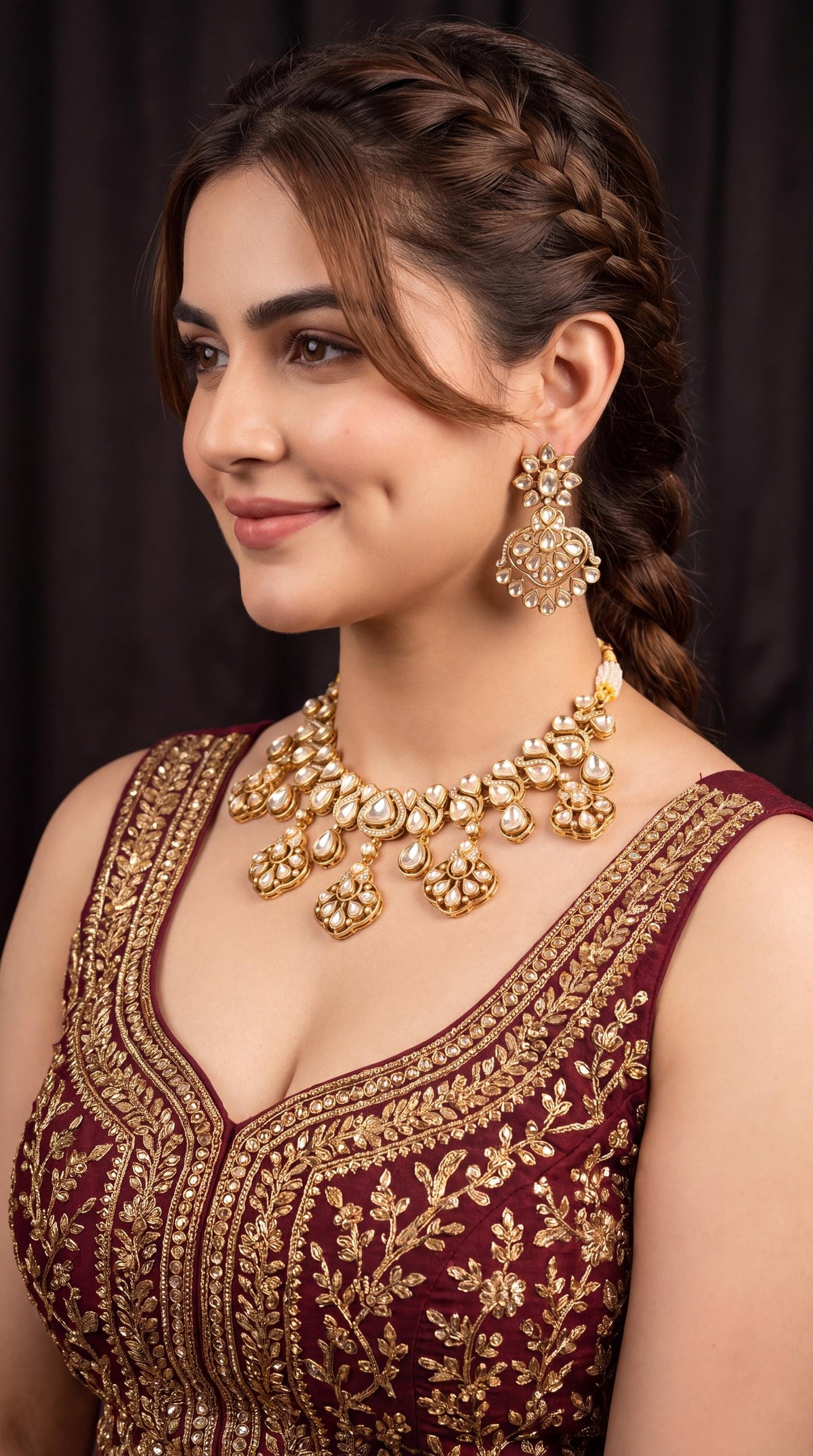 Exclusive Gold Tone Kundan Choker Necklace Set/ Indian Wedding Jewelry/ Bridesmaid Jewelry/ Traditional Jewelry/ Party Wear/ White Tone