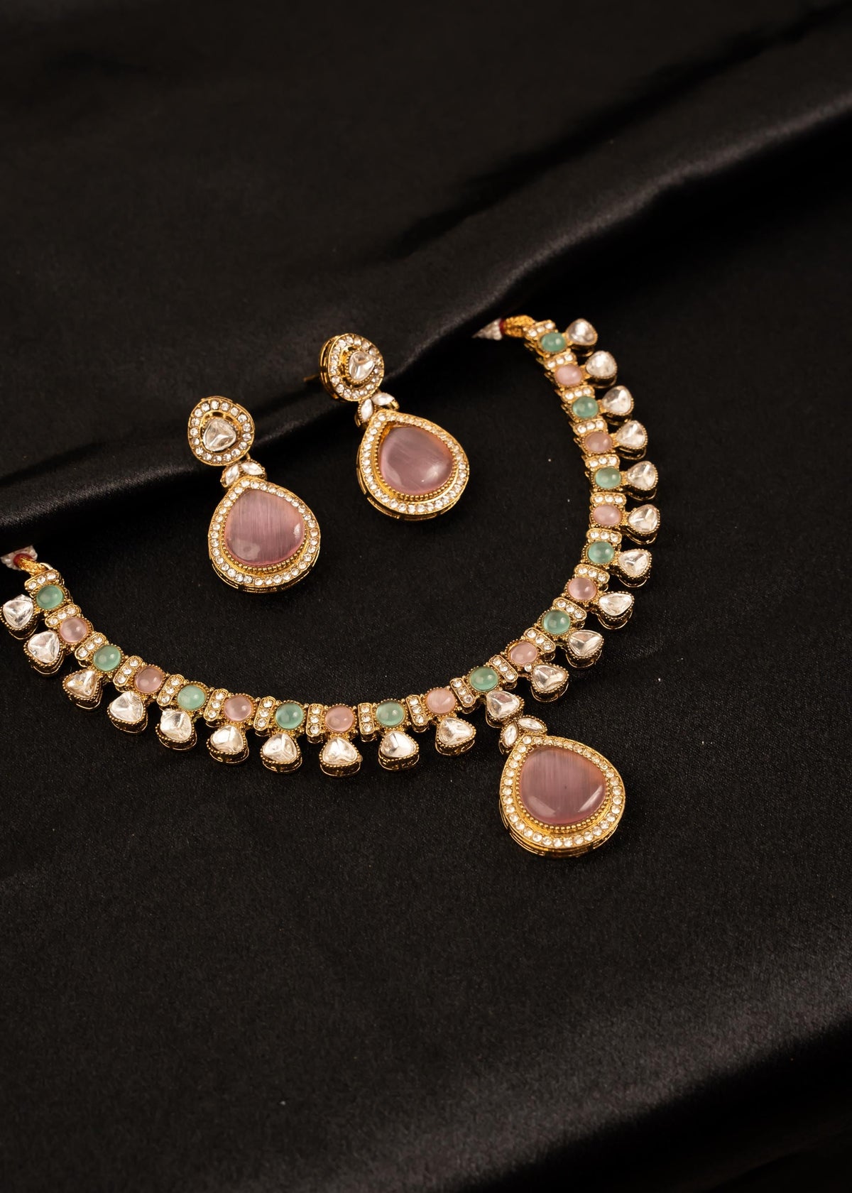 Sabyasachi Inspired Choker Necklace Set/ Indian Jewelry/ Statement Necklace/ Wedding Jewelry/ Multicolor Necklace/ Wedding Jewelry/ Green