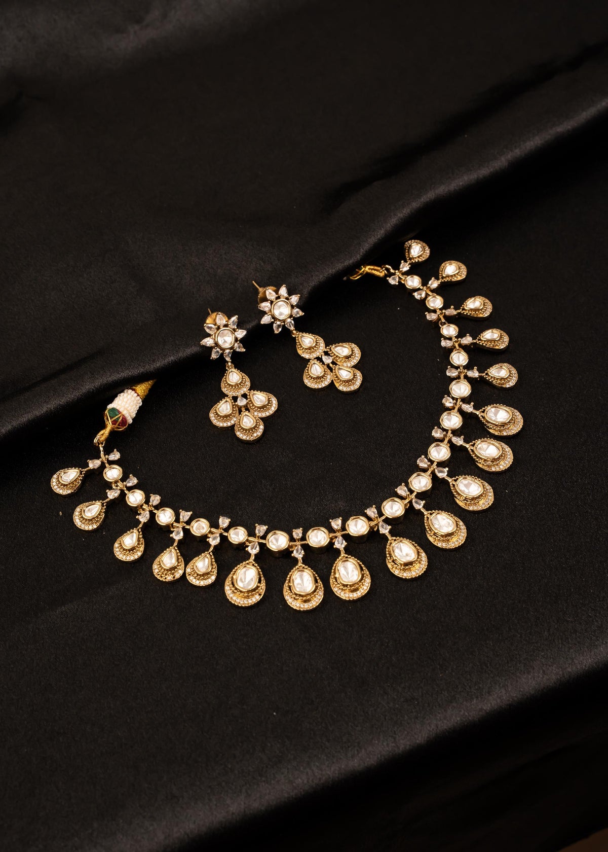 American Diamond Choker Necklace Set/ Reception Wear/ Indian Wedding Jewelry/ Statement Necklace/ Gold Plated Necklace/ Bridal Jewelry/ Pink