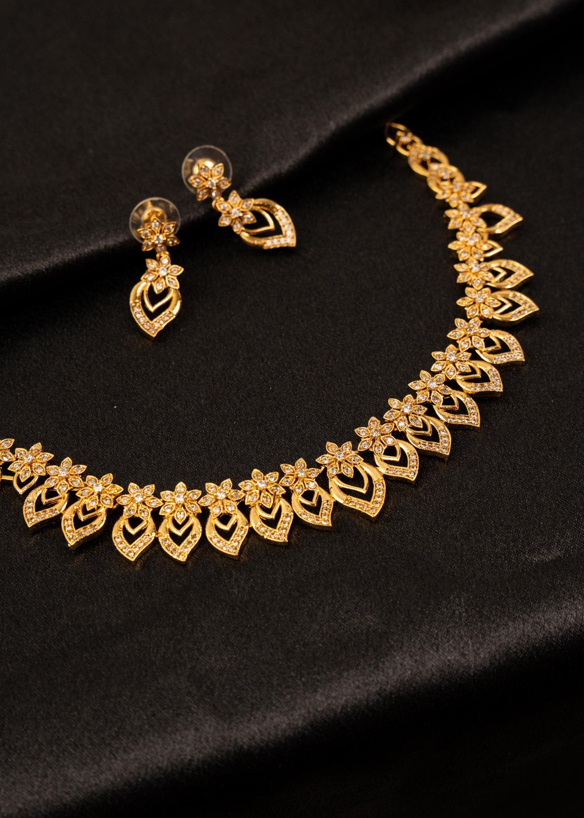 Gold Plated Choker Necklace Set/ Minimalistic Jewelry/ Traditional Jewelry/ Indian Wedding Jewelry/ Bridesmaid Jewelry/ South Indian Jewelry