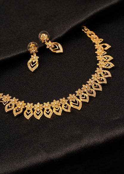 Gold Plated Choker Necklace Set/ Minimalistic Jewelry/ Traditional Jewelry/ Indian Wedding Jewelry/ Bridesmaid Jewelry/ South Indian Jewelry