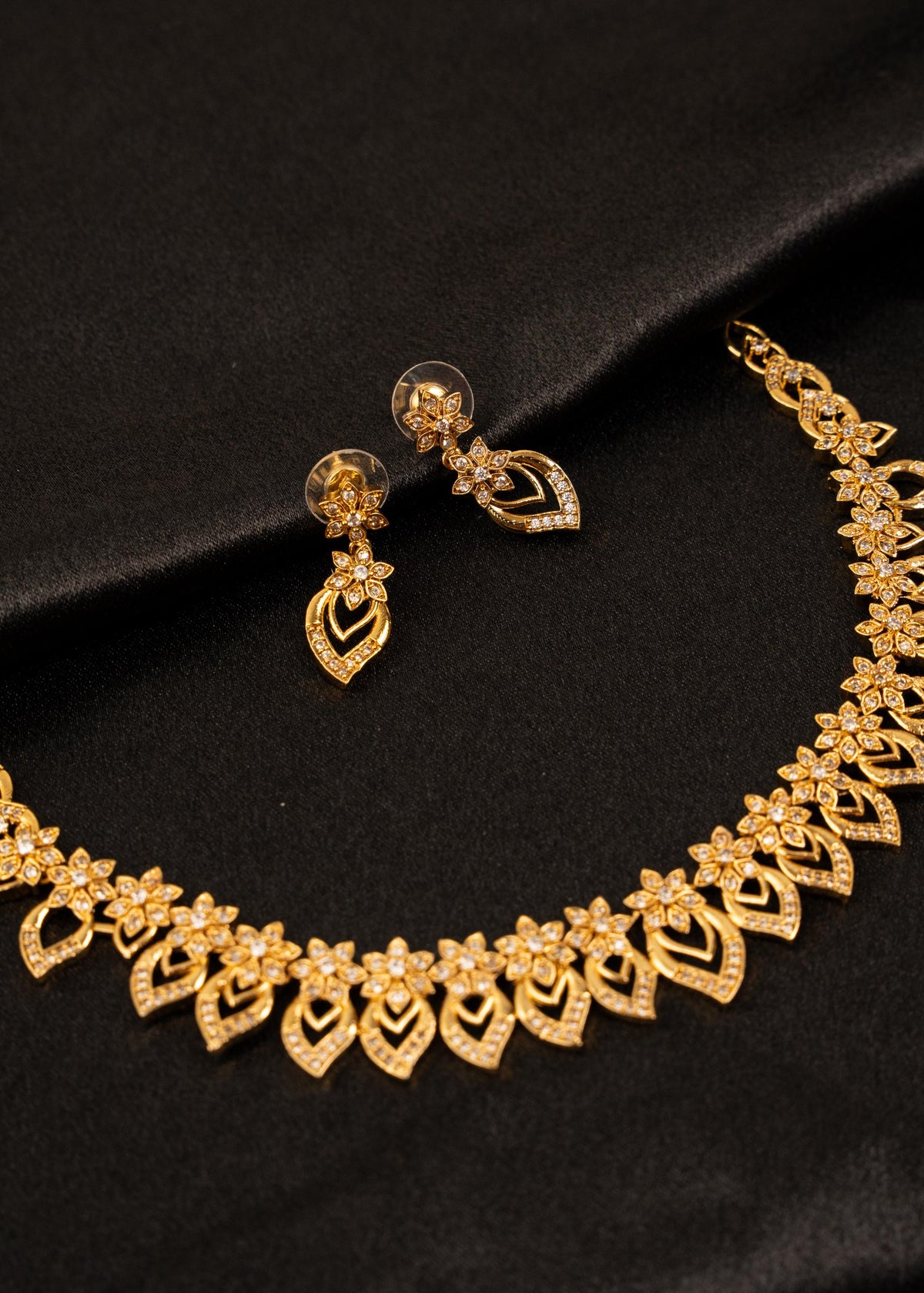 Gold Plated Choker Necklace Set/ Minimalistic Jewelry/ Traditional Jewelry/ Indian Wedding Jewelry/ Bridesmaid Jewelry/ South Indian Jewelry