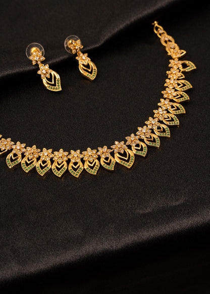 Gold Plated Choker Necklace Set/ Minimalistic Jewelry/ Traditional Jewelry/ Indian Wedding Jewelry/ Bridesmaid Jewelry/ South Indian Jewelry