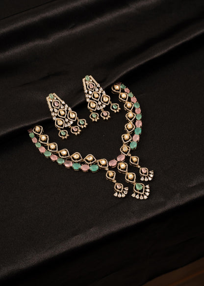 Designer American Diamond Choker Necklace Set/ Reception Wear/ Bridal Necklace Set/ Indian Jewelry/ Bollywood Jewelry/ Party Wear Jewelry