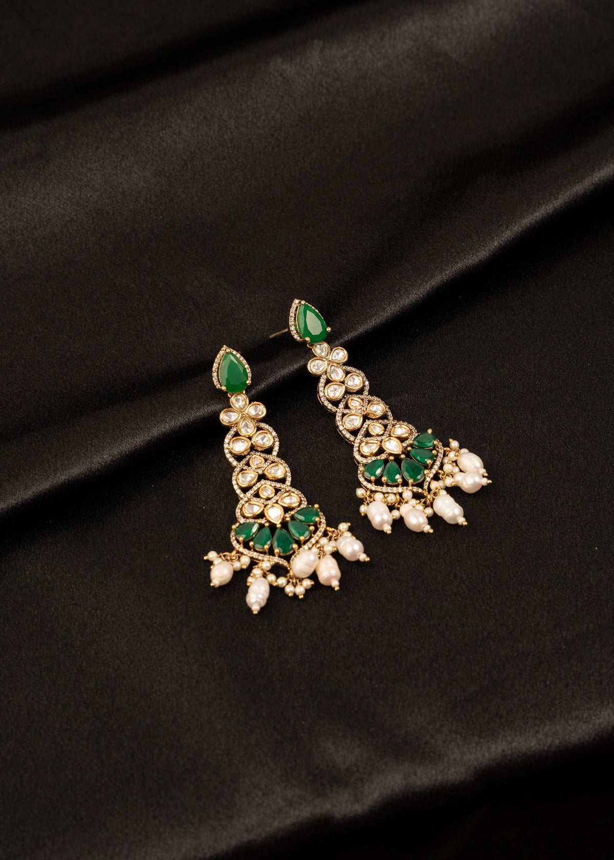 Premium Moissanite Earrings/ Indian Wedding Jewelry/ Statement Earrings/ Party Wear Earrings/ Kundan Jhumka Earrings/ Bridal Earrings/ Mint