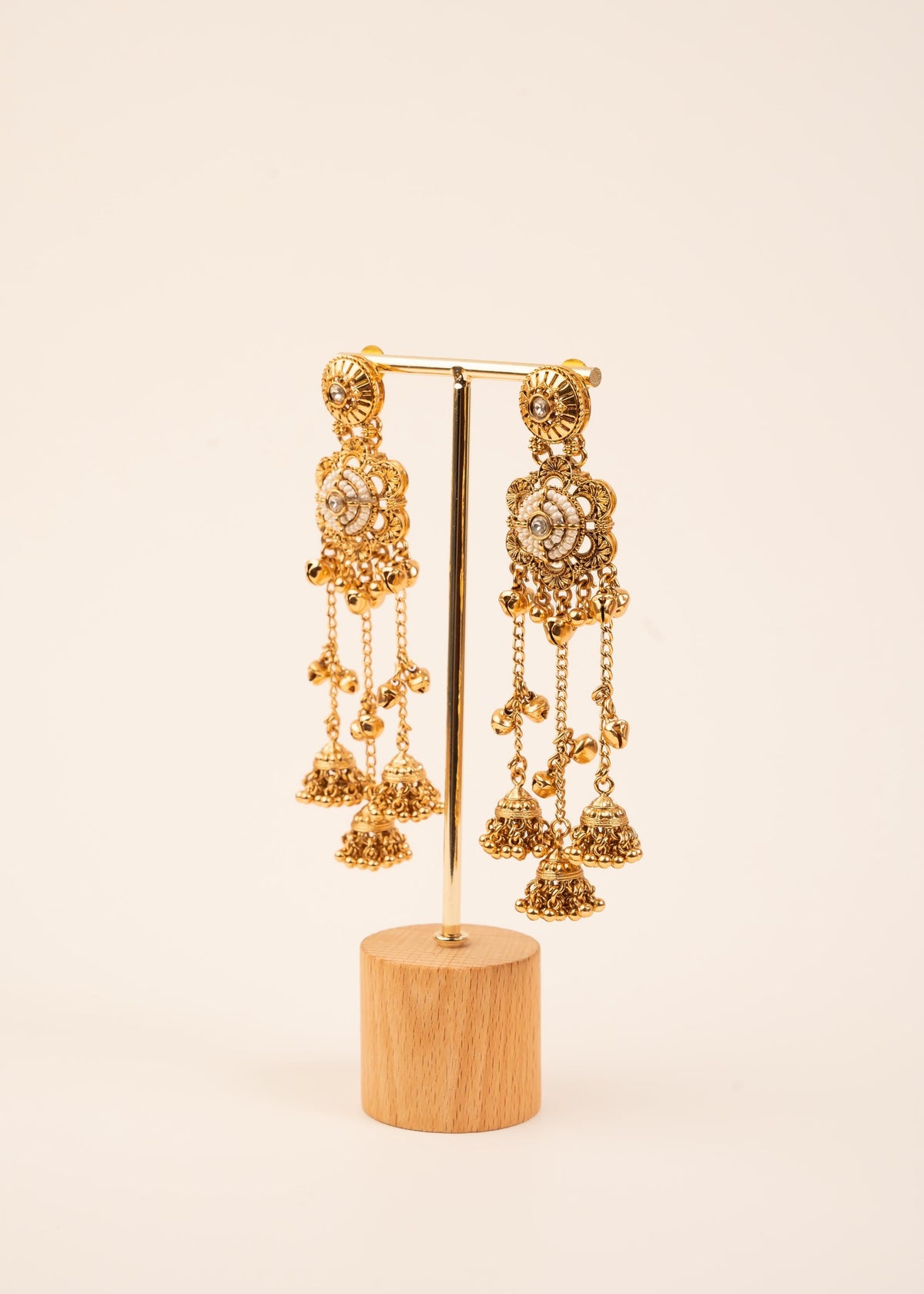 Kashmiri Ghungroo Earrings/ Gold Plated Earrings/ Kundan Earrings/ Indian Jhumkas/ Bridesmaid  Jewelry/ Indian Earrings/ Ruby/ Mint