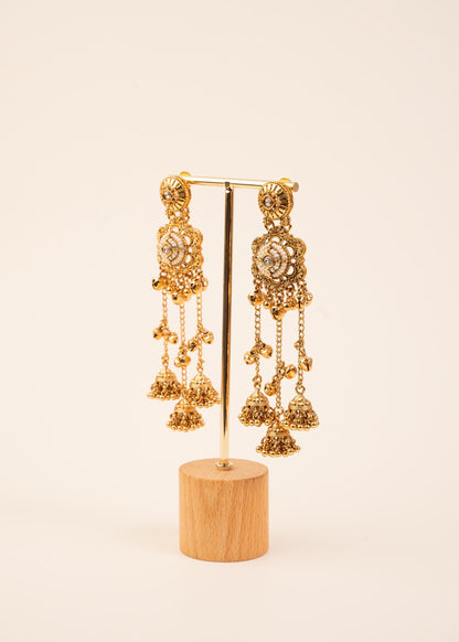 Kashmiri Ghungroo Earrings/ Gold Plated Earrings/ Kundan Earrings/ Indian Jhumkas/ Bridesmaid  Jewelry/ Indian Earrings/ Ruby/ Mint