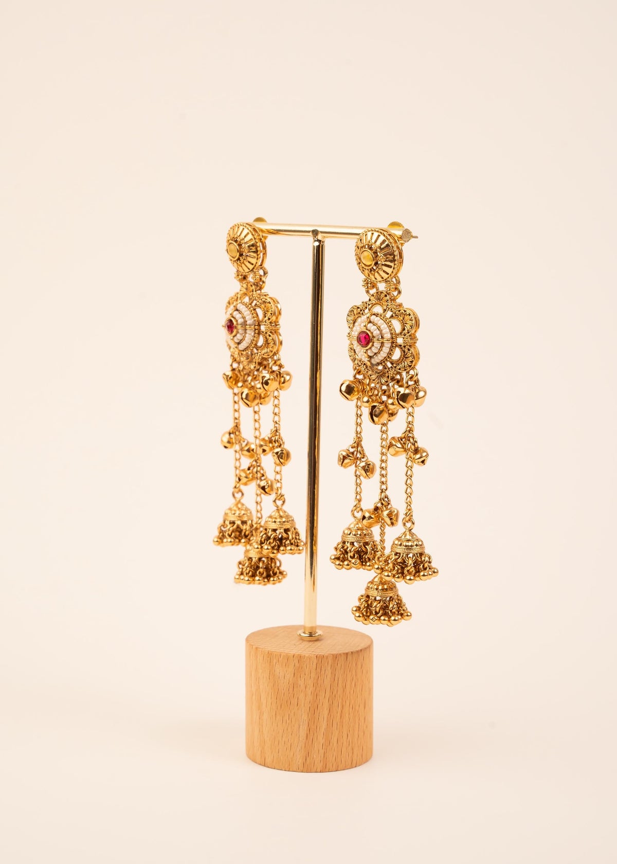 Kashmiri Ghungroo Earrings/ Gold Plated Earrings/ Kundan Earrings/ Indian Jhumkas/ Bridesmaid  Jewelry/ Indian Earrings/ Ruby/ Mint