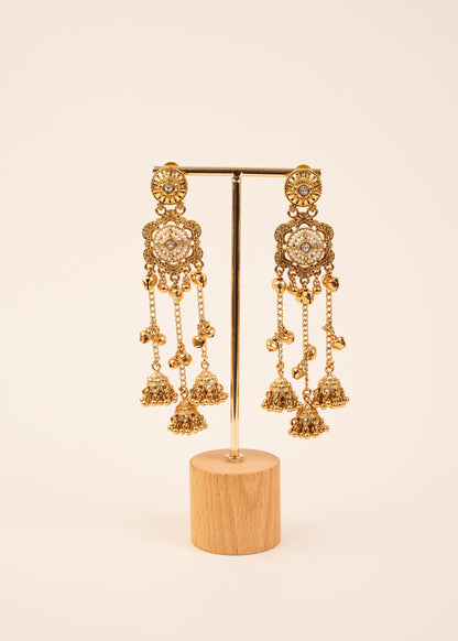 Kashmiri Ghungroo Earrings/ Gold Plated Earrings/ Kundan Earrings/ Indian Jhumkas/ Bridesmaid  Jewelry/ Indian Earrings/ Ruby/ Mint