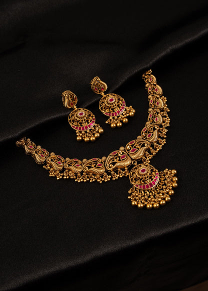 Exclusive Kundan Meenakari Choker Necklace Set/ South Indian Jewelry/ Wedding necklace/ Ruby Green Necklace/ Statement Necklace/ Antique