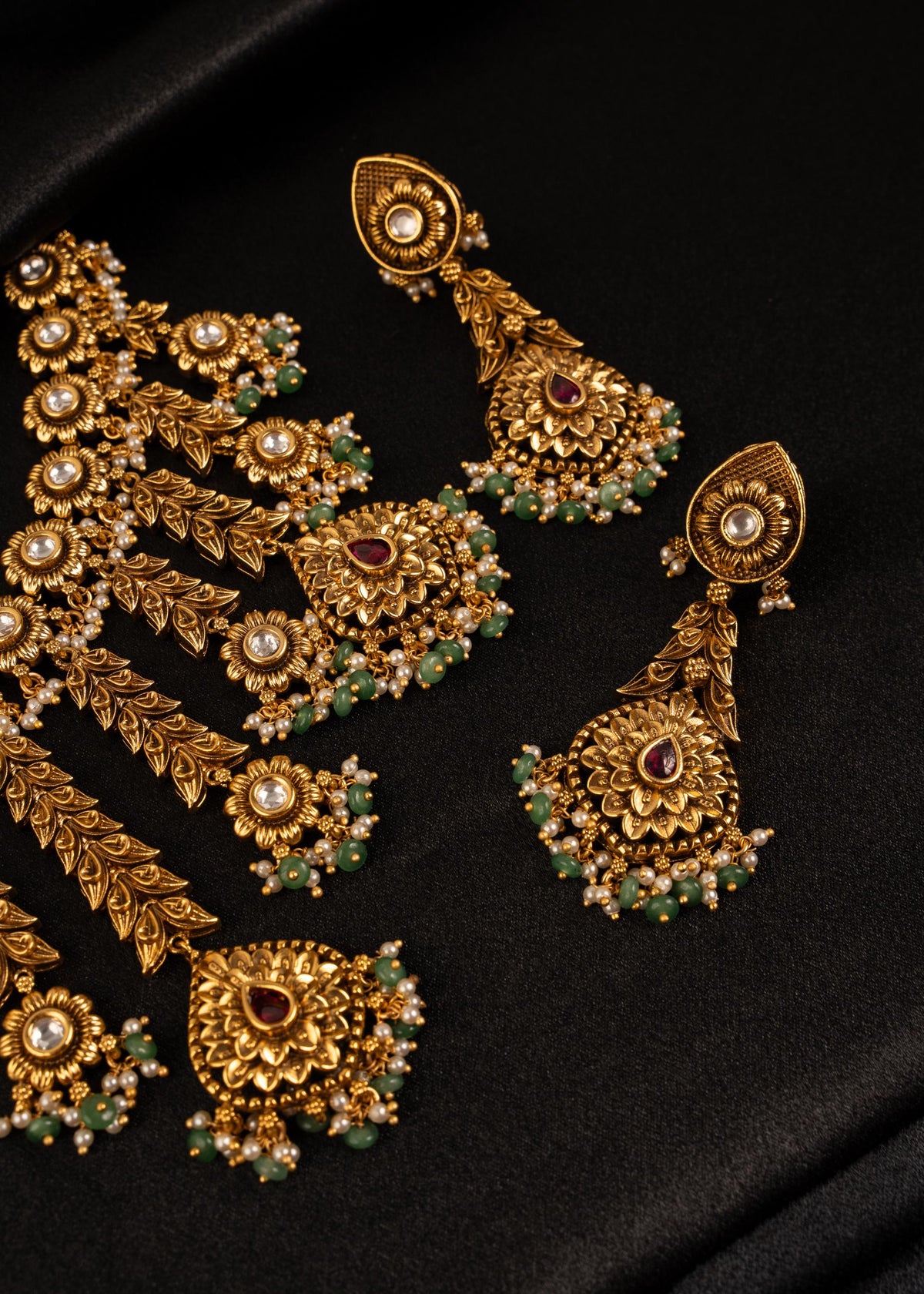 Exclusive Antique Gold Plated Choker Necklace Set/ Kundan Waterfall Necklace/ Indian Bridal Jewelry/ Wedding Necklace/ Traditional Jewelry