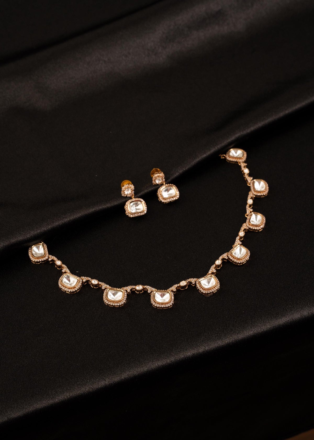 American Diamond Choker Necklace Set/ Indian Bridal Jewelry/Bridesmaid Jewelry/ Wedding Necklace/ Bridal Gift/ Minimalistic Jewelry