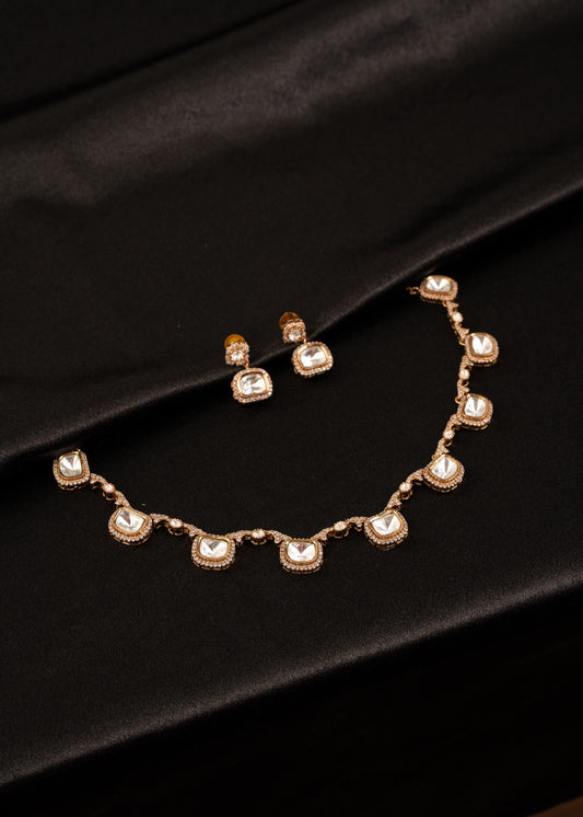 American Diamond Choker Necklace Set/ Indian Bridal Jewelry/Bridesmaid Jewelry/ Wedding Necklace/ Bridal Gift/ Minimalistic Jewelry