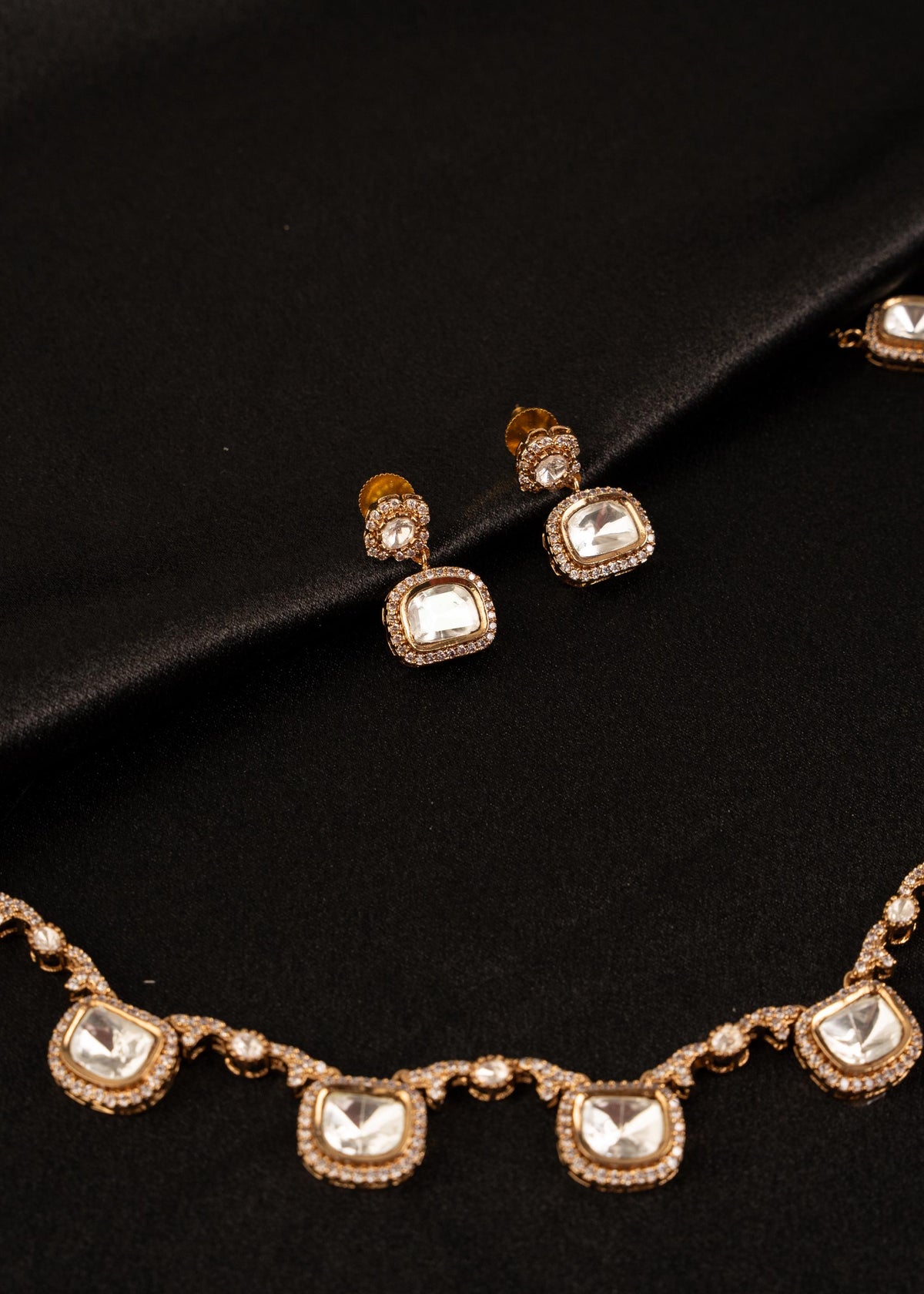 American Diamond Choker Necklace Set/ Indian Bridal Jewelry/Bridesmaid Jewelry/ Wedding Necklace/ Bridal Gift/ Minimalistic Jewelry