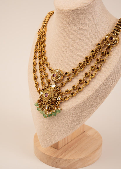 Premium Layered Kundan Choker Necklace Set With Jhumka Earrings/ Indian Wedding Jewelry/ Statement Jewelry/ Traditional Necklace/ Ruby