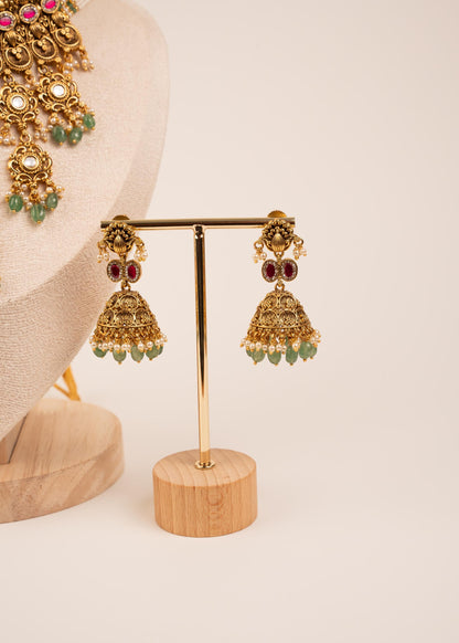 Kundan Waterfall Choker Necklace Set/ Indian Bridal Jewelry/ Statement Necklace Set/ Wedding Jewelry/ Pakistani Jewelry/ Jhumkas/ Pink