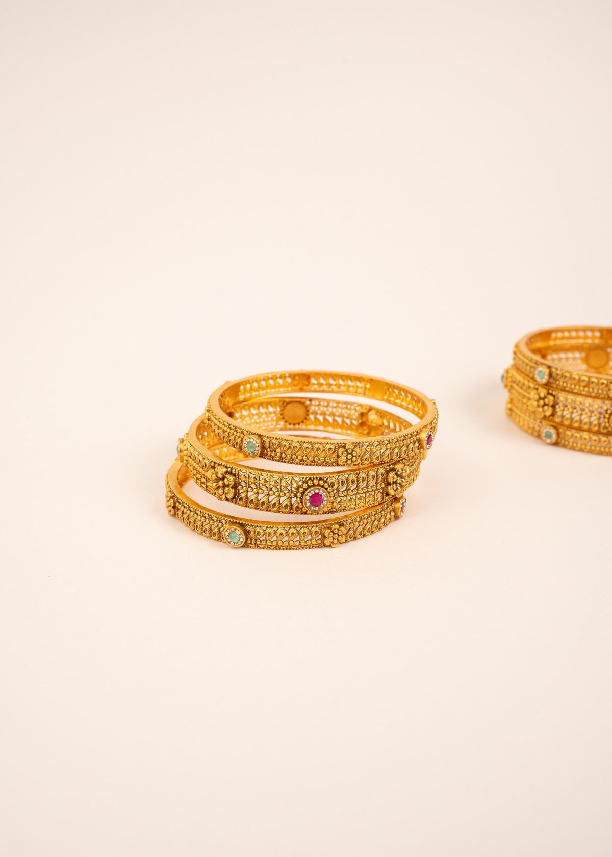 6 Pcs Antique Gold Plated Bangles Set/ Indian Kada/ Kundan Meenakari Bangles Set/ Traditional Bangles/ Heritage Kada/ Ruby/ Green