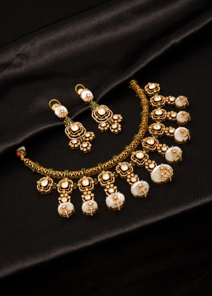 Premium Hasli Style Kundan Choker Necklace Set/ Gold Plated Jewelry/ Designer Wedding Necklace/ Statement Jewelry/ Lightweight Necklace