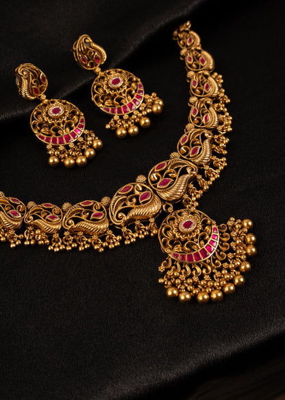 Exclusive Kundan Meenakari Choker Necklace Set/ South Indian Jewelry/ Wedding necklace/ Ruby Green Necklace/ Statement Necklace/ Antique