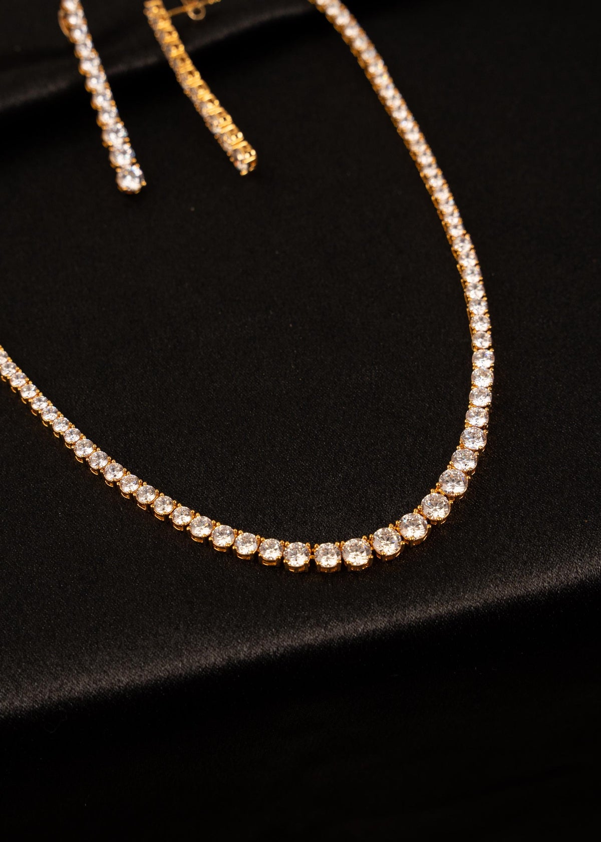 Moissanite Tennis Necklace/ VVS1 Moissanite Diamond Chain/ CZ Diamond Necklace/ 925 Silver Hand Setting/ Moissanite Wedding Necklace