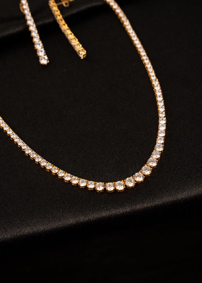 Moissanite Tennis Necklace/ VVS1 Moissanite Diamond Chain/ CZ Diamond Necklace/ 925 Silver Hand Setting/ Moissanite Wedding Necklace