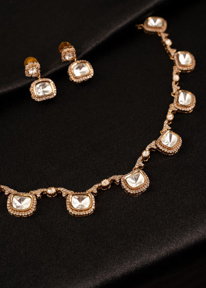 American Diamond Choker Necklace Set/ Indian Bridal Jewelry/Bridesmaid Jewelry/ Wedding Necklace/ Bridal Gift/ Minimalistic Jewelry