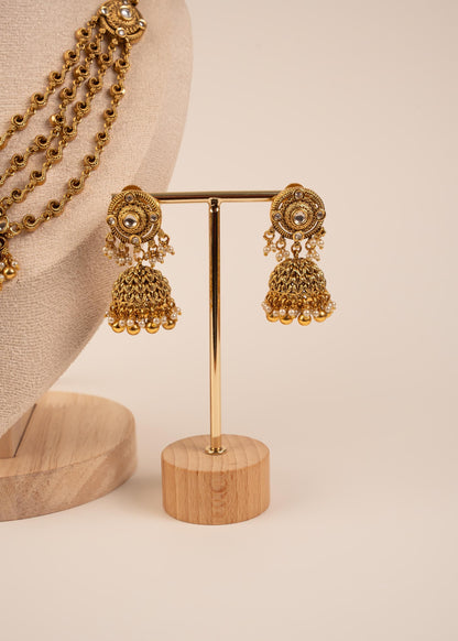 Premium Layered Kundan Choker Necklace Set With Jhumka Earrings/ Indian Wedding Jewelry/ Statement Jewelry/ Traditional Necklace/ Ruby