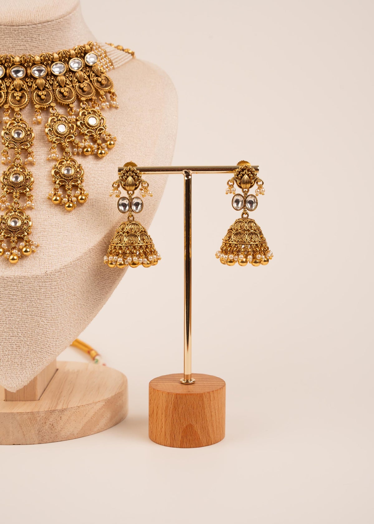 Kundan Waterfall Choker Necklace Set/ Indian Bridal Jewelry/ Statement Necklace Set/ Wedding Jewelry/ Pakistani Jewelry/ Jhumkas/ Pink